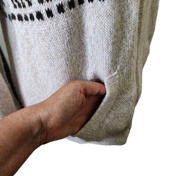 Vintage 80s Artesanias Peru Alpaca Zip Up Cardigan Sweater Womens Size L Brown - Picture 3 of 8